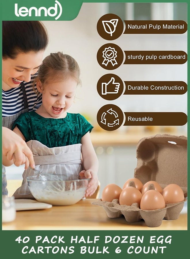 LENND 40 Pack Half Dozen Egg Cartons Bulk 6 Count, Empty Natural Paper Pulp Egg Cartons Reusable, Strong Sturdy Design Made from Natural Cardboard. - Image 5
